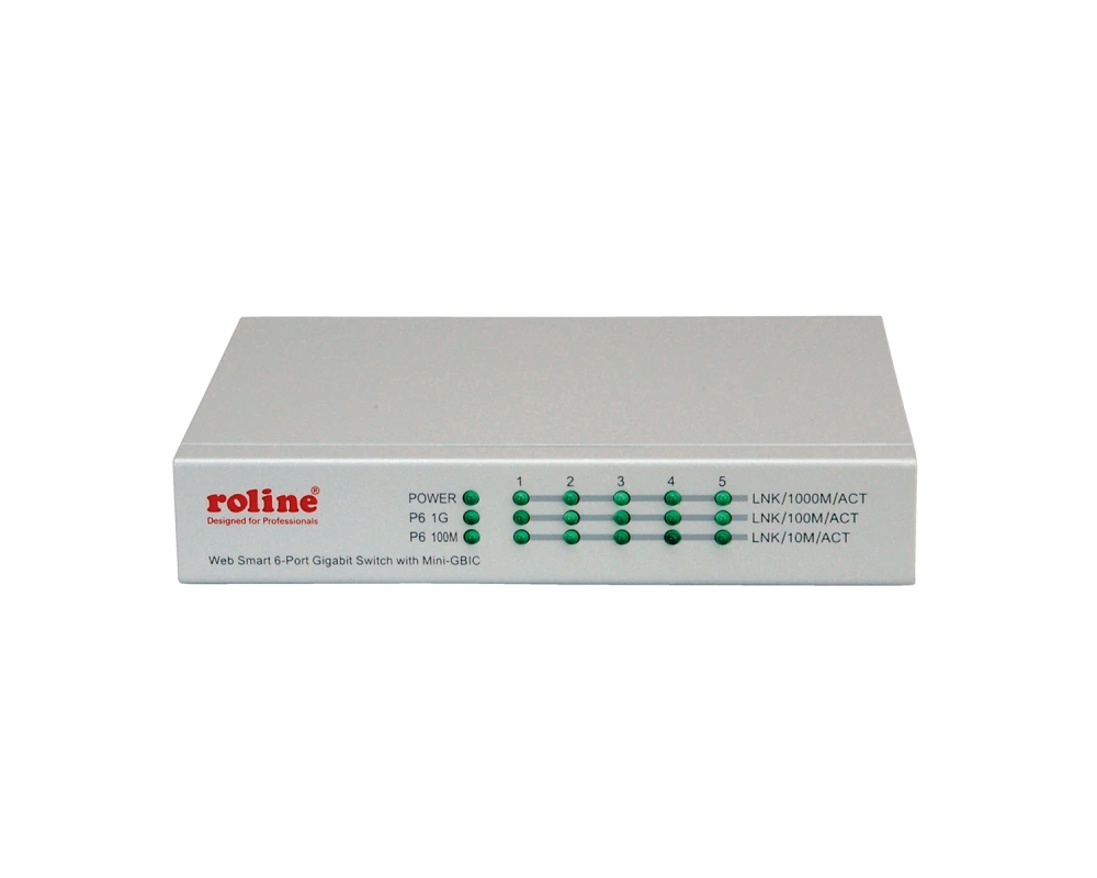 ROLINE Gigabit Ethernet Switch 6 Ports (5x 10/100/1000 + 1x SFP), WebSmart