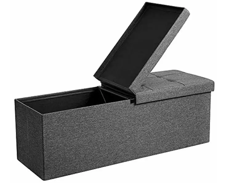 Songmics Sitztruhe mit Klappdeckel 110 x 38 x 38 cm, Dunkelgrau