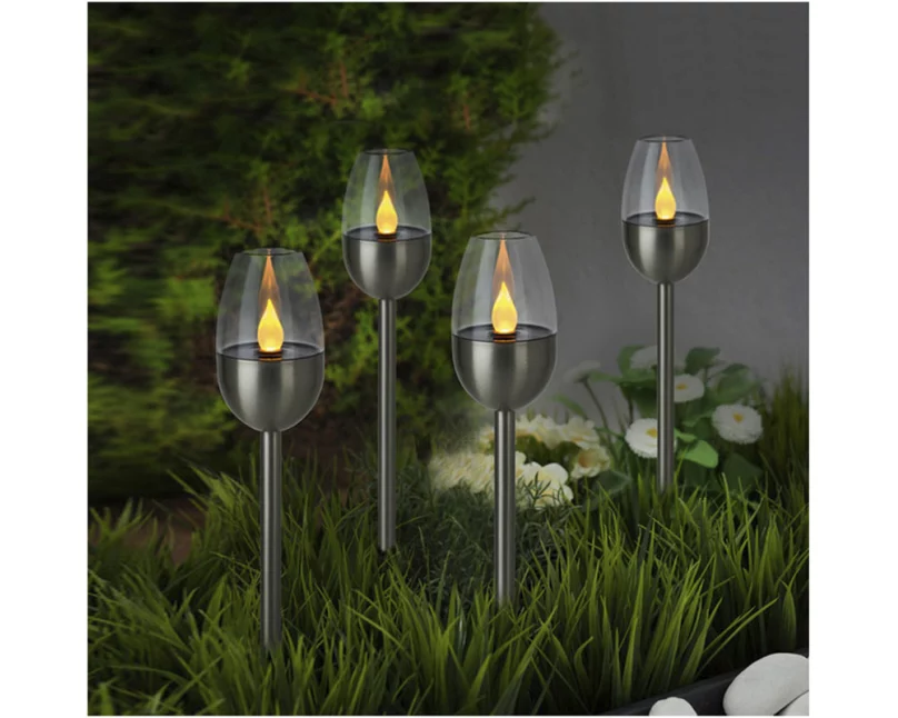 FS-STAR Solar Gartenfackel Edelstahl H 38cm