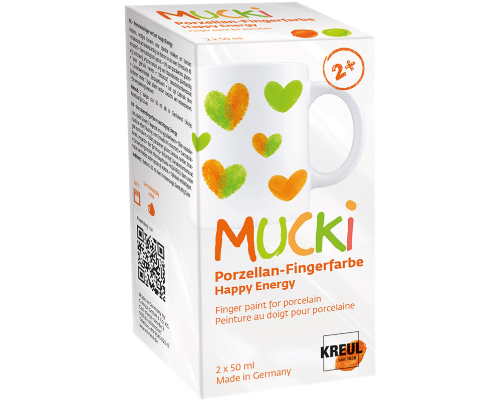 KREUL Porzellan-Fingerfarbe Mucki KR-26321 Happy Energy 2x50ml