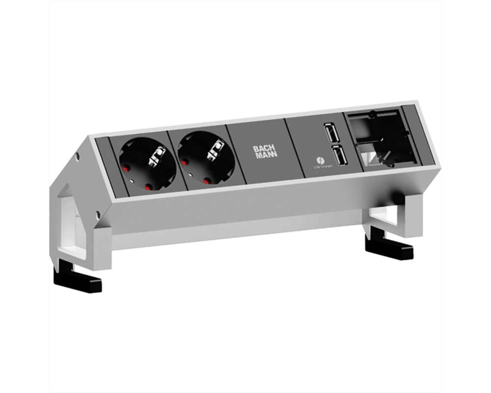 BACHMANN DESK2 2x Schutzkontakt 1x USB-Charger 1x ABD GST18, weiß