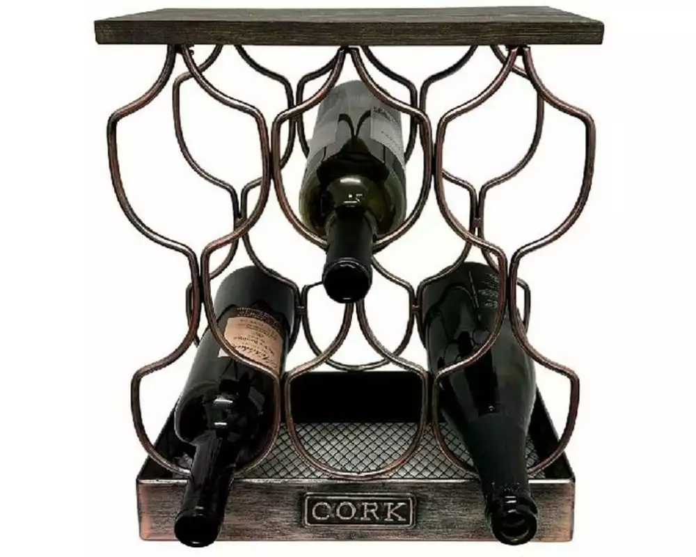 Dameco Weinregal für 8 Flaschen 20 x 31 x 37 cm, Nature/Schwarz