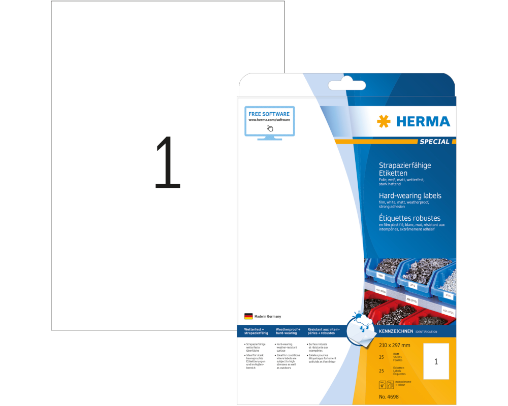 HERMA Etiketten Special A4 4698 weiss 25 Stück