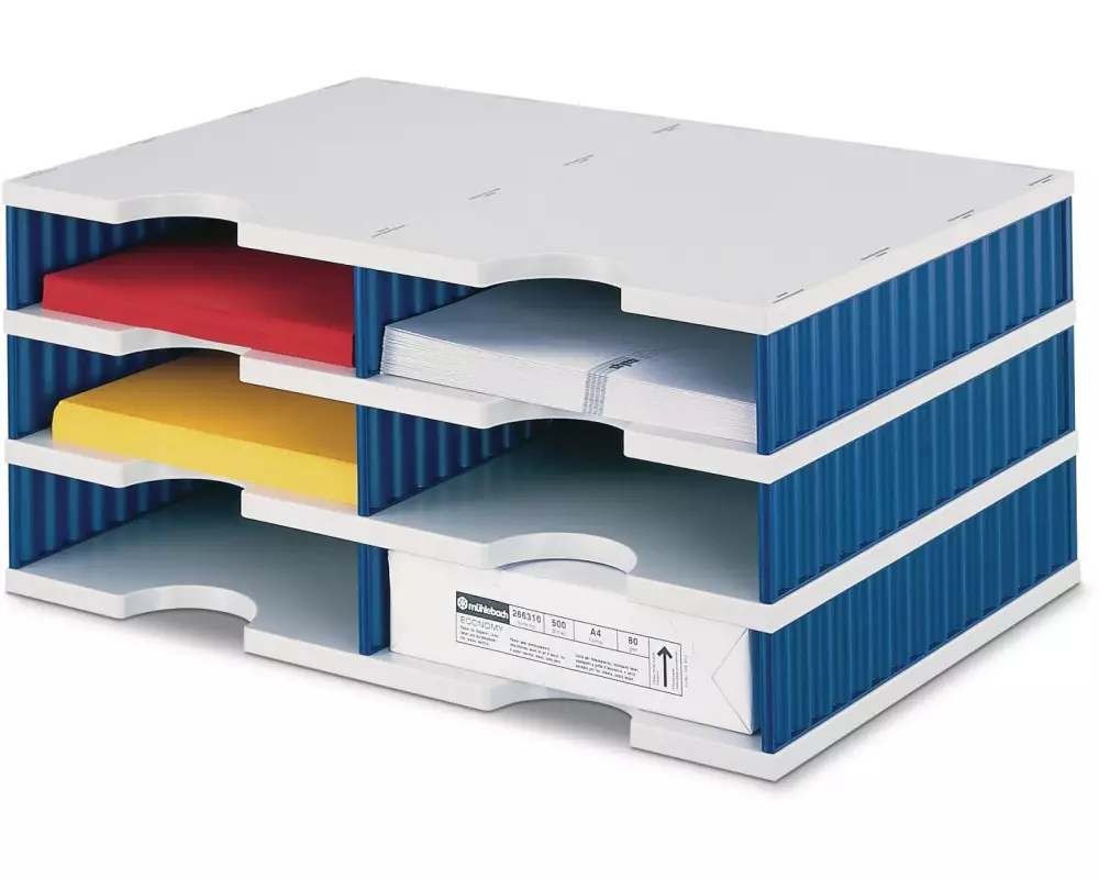 Styro Dokumentenablage styrodoc duo Standard, Blau, 6 Fächer