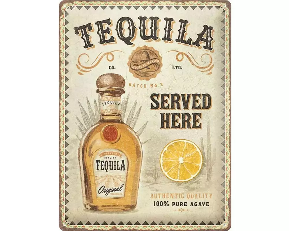 Nostalgic Art Schild Tequila Served Here 30 x 40 cm, Metall