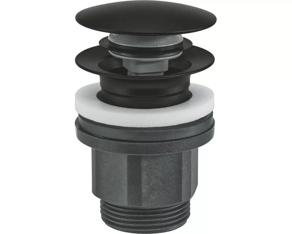 GROHE Druckstopfen-Ablaufgarnitur 102464 Rund Schwarz Matt