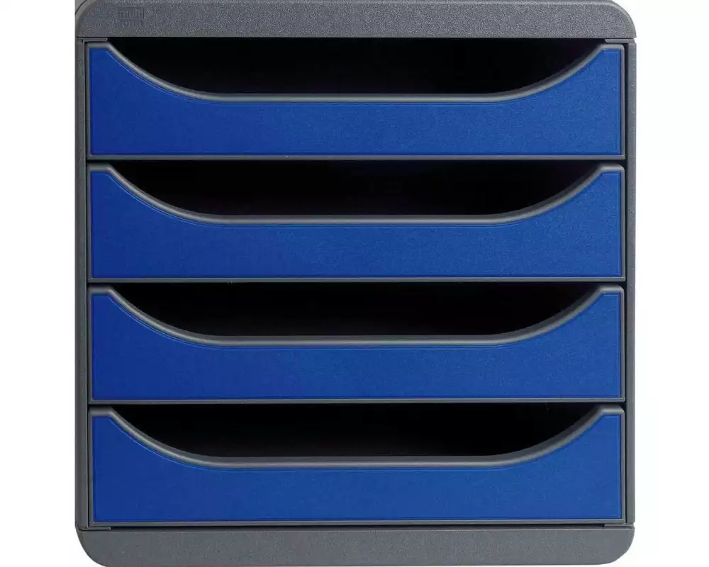 Exacompta Schubladenbox Big Box 4 Schubladen, Schwarz / Königsblau
