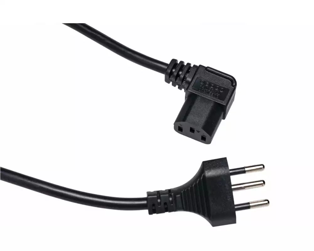 Diggelmann Netzkabel 1 m C13 - T12, seitlich gewinkelt nach rechts