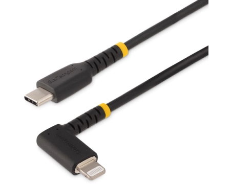 StarTech.com 3ft (1m) Durable USB-C to Lightning Cable, Right-Angled Heavy Duty USB Type-C to Lightning Charging/Sync Cord