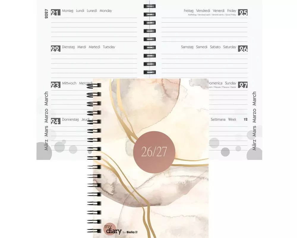 Biella Schulagenda mydiary Wire-O 2026/27 Abstract, 12 x 16.5 cm