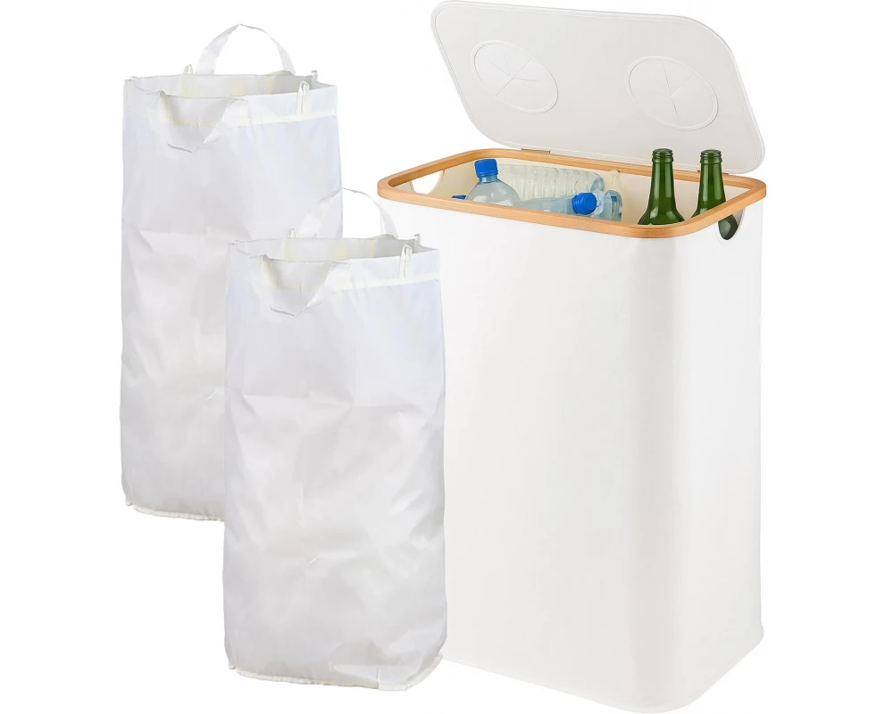 relaxdays Recyclingbehälter 170 L Weiss