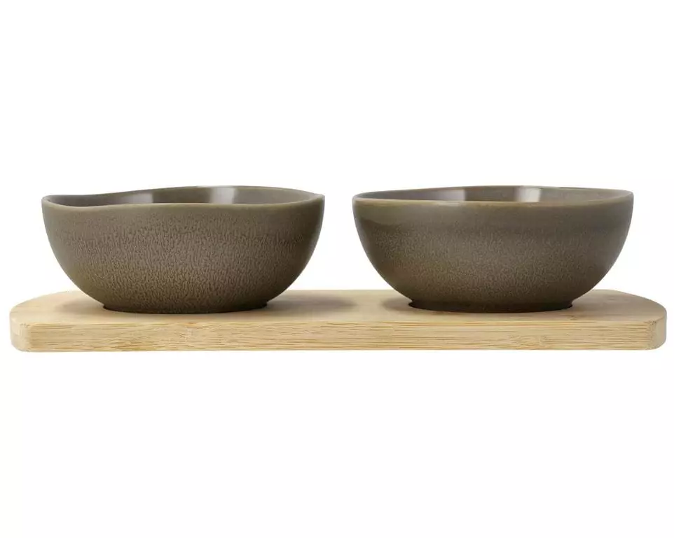 Villa Collection Bambus Tablett mit 2 Schälchen Shoku Braun