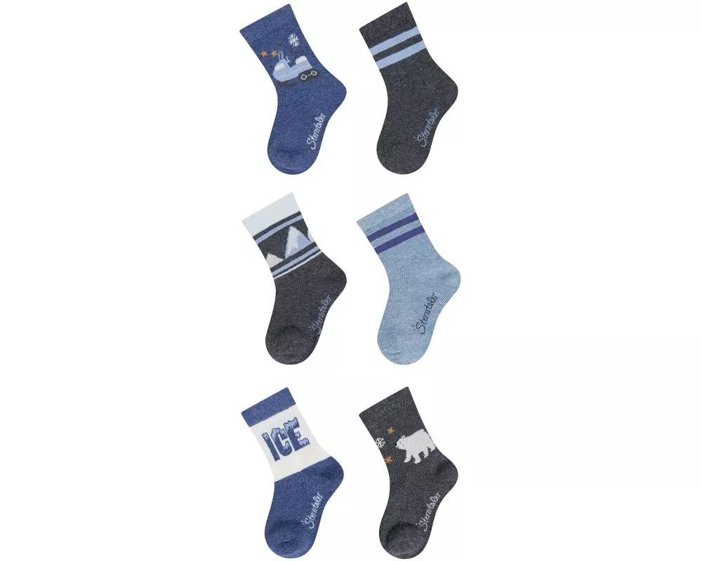 Sterntaler Socken 6er Set Winter Jeansblau Melange Gr. 27-30