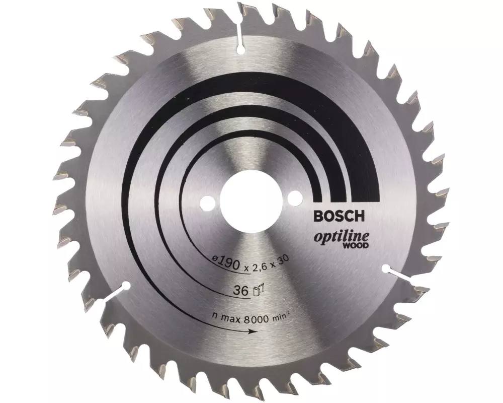 Bosch Professional Kreissägeblatt Optiline Wood, 190 x 30 x 2.6 mm, Z 36