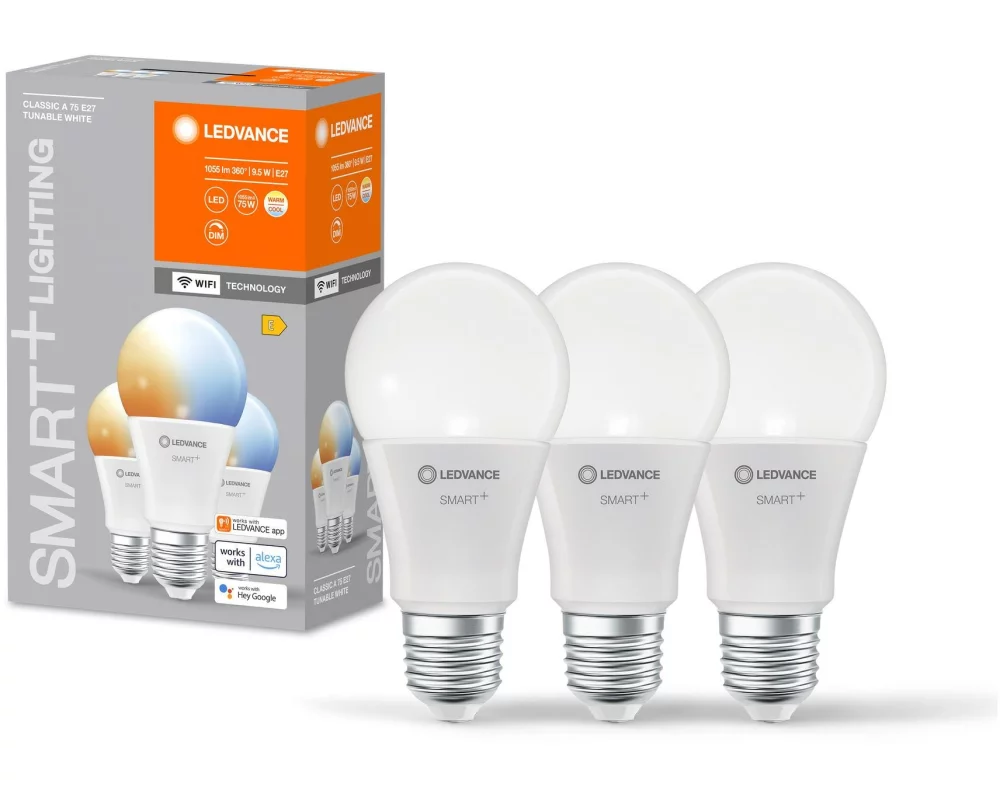 Ledvance Leuchtmittel SMART+ WiFi Classic A75, E27, TW, 3 Stück