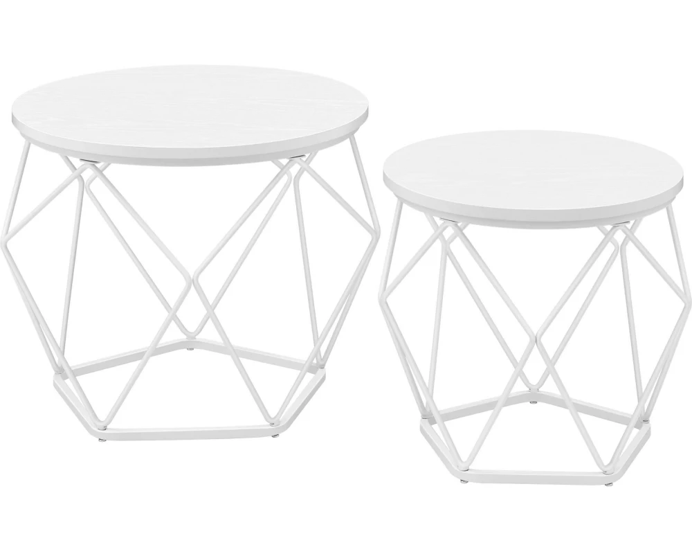 VASAGLE Couchtisch 2er Set 40/50 x 36 cm/40 cm, Weiss