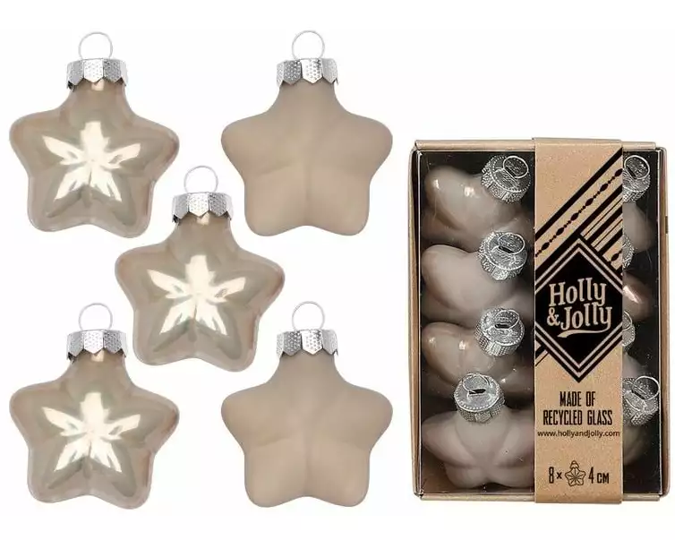 Holly & Jolly Weihnachtskugel Sterne Fine Albaster 8 Stück, 4 cm