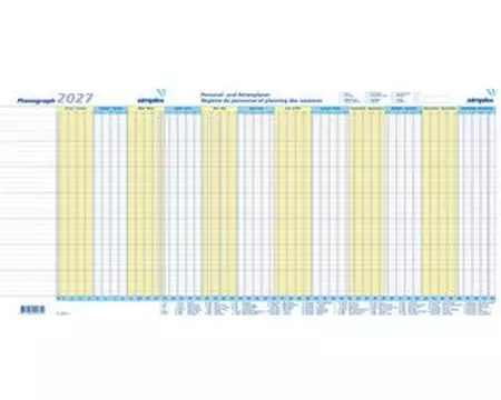Simplex Jahresplaner Planograph 2027, 64 x 29.6 cm, 3er Set