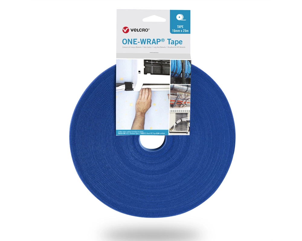 VELCRO One Wrap Band 10 mm breit, blau, 25 m