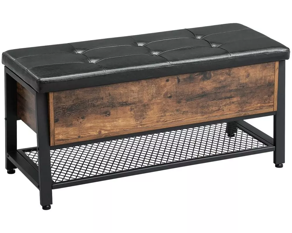 VASAGLE Sitztruhe mit Stauraum 100 x 47 cm, Braun/Schwarz