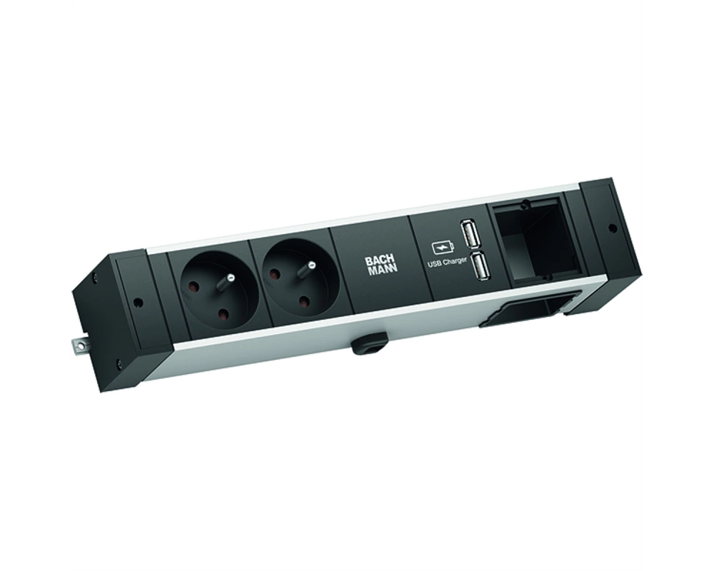 BACHMANN DESK RAIL 2xUTE 1xCM 1xUSB Charger 2,0m GST18