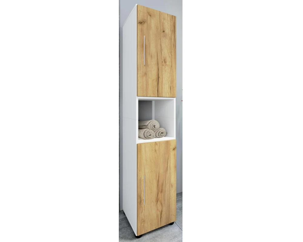 VCM Badezimmerregal Flandu 31 x 160 cm, Braun/Weiss