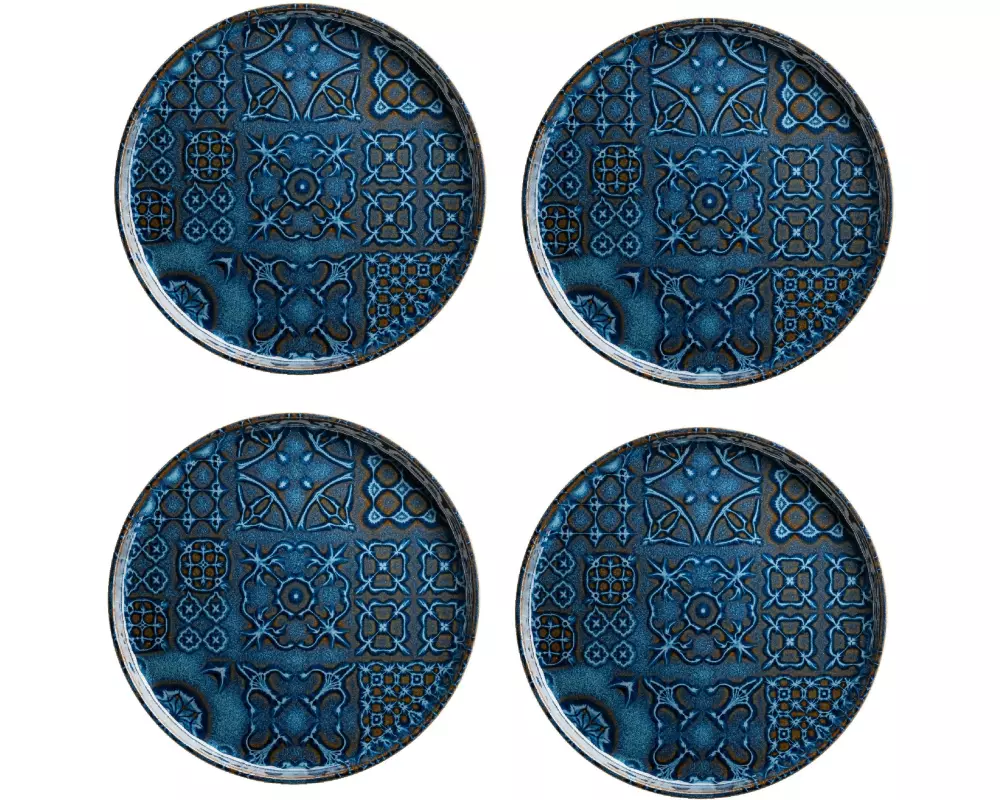 Mäser Speiseteller Tiles UNO flach, 28 cm, 4 Stück, Blau