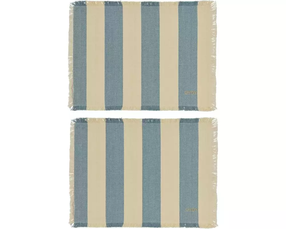 OYOY Tischset Toppu 2er Set, 33 cm x 48 cm, Beige/Hellblau