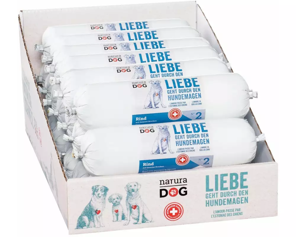 naturaDog Nassfutter Rind mit Gemüse Brocken Multipack, 20 x 400 g