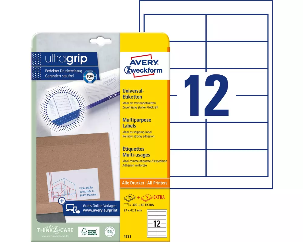 Avery Zweckform Universal-Etiketten 4781 97 x 42.3 mm, 25 Blatt