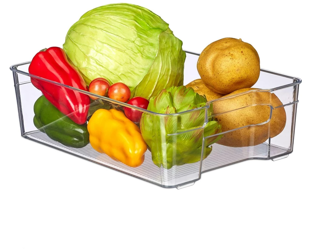 relaxdays Kühlschrankorganizer mit Griff Transparent