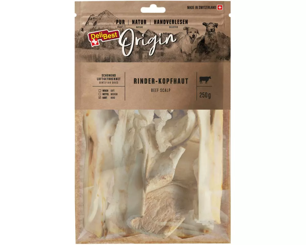 DeliBest Kausnack Origin Rinder-Kopfhaut (Bullkau) 250 g