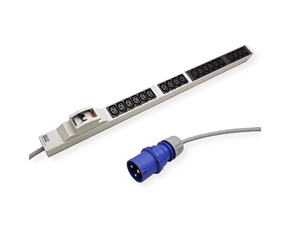 BACHMANN IT PDU ALU 1HE 20x C13 2x Schutzschalter CEE 32A blau