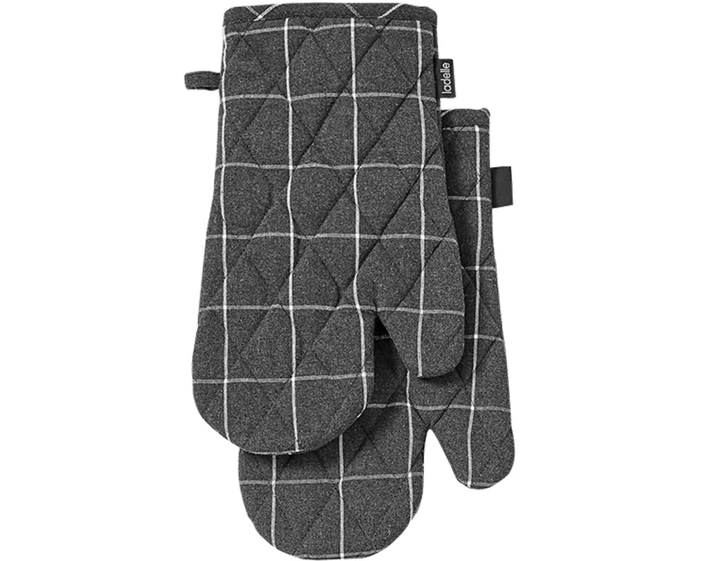Ladelle Ofenhandschuh Eco Check 2 Stück, Anthrazit