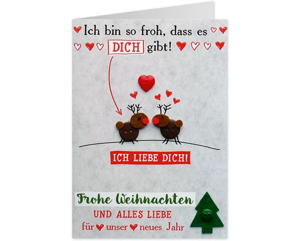 Sheepworld Weihnachtskarte Knopf Liebe 11 x 16 cm