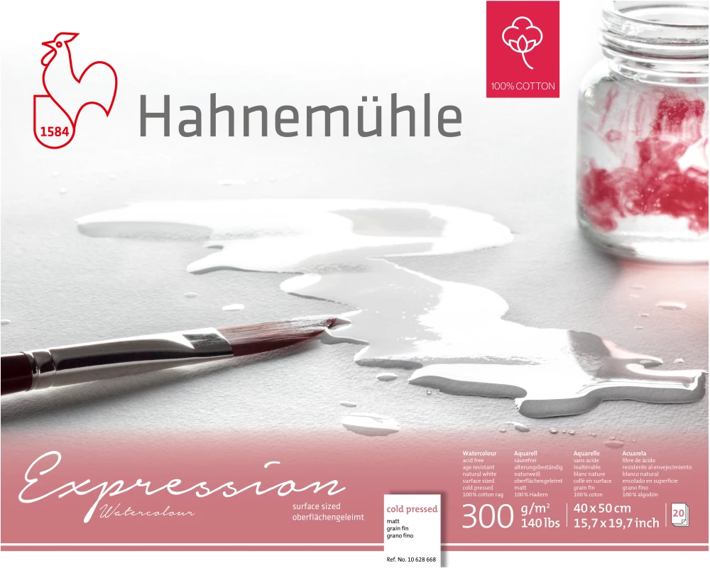 HAHNEMÜHLE Aquarellbl. Expression 40x50cm 10628668 weiss, 300g 20 Blatt