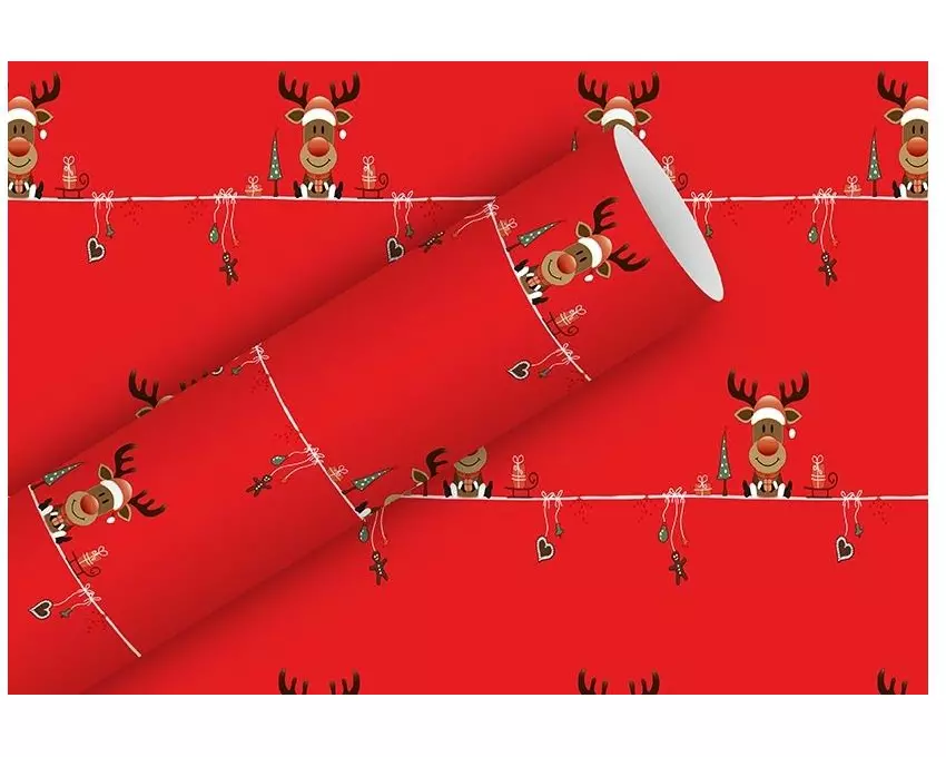 Braun + Company Geschenkpapier Little Rudy 2m x 70 cm, Rot