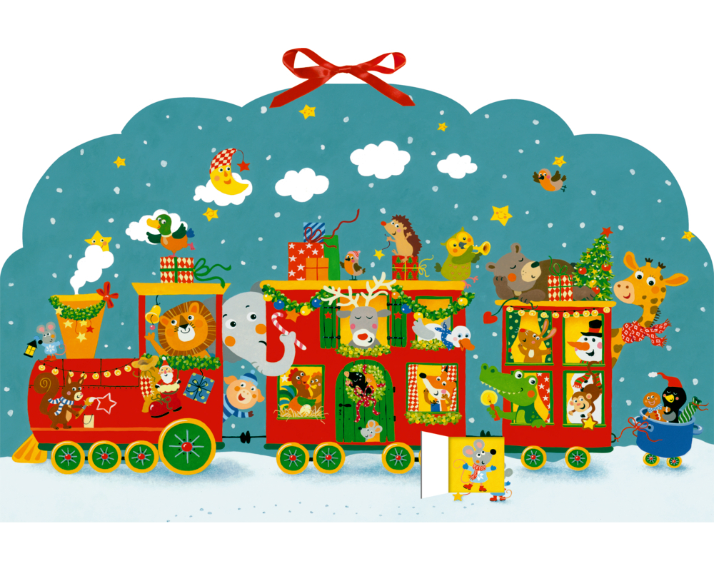 COPPENRATH Wandkalender 38x60cm 95548 Weihnachtseisenbahn Tiere