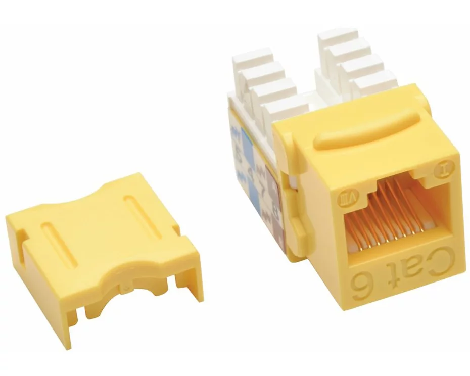 EATON TRIPPLITE Cat6/Cat5e, 110 Style, Punch Down, Keystone Jack - Yellow, TAA