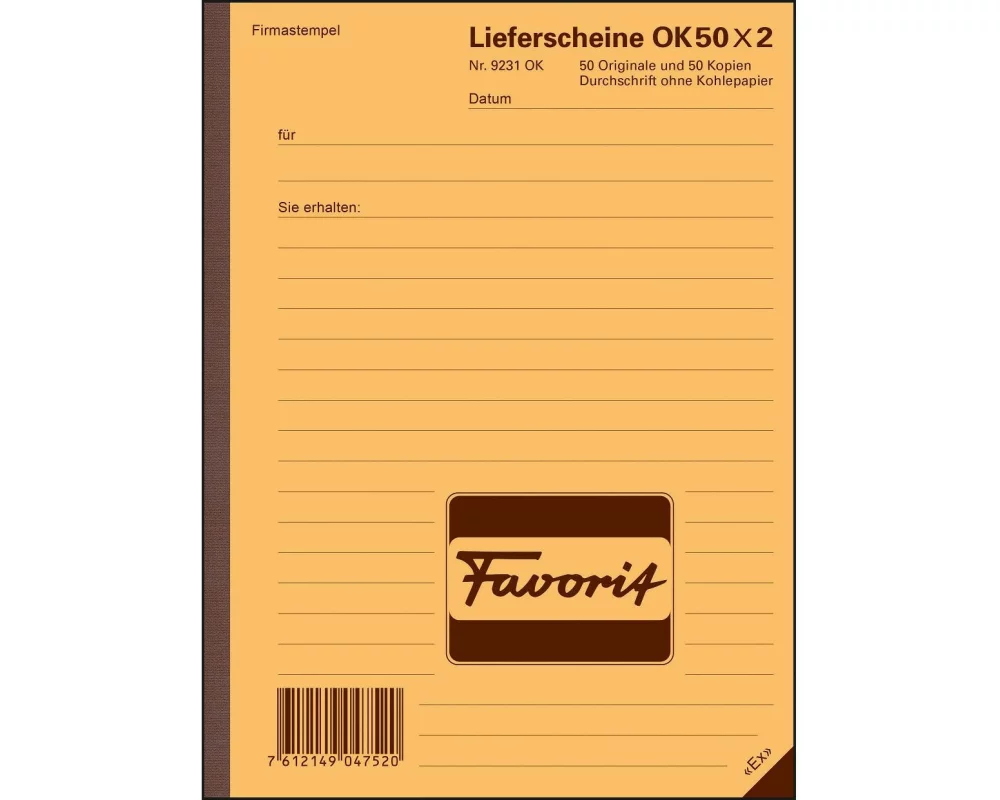 Favorit Durchschreibeblock A5 Lieferschein, Rot/Weiss