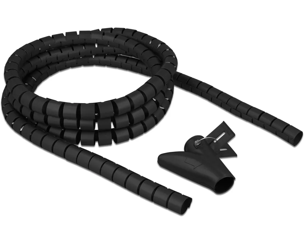 Delock Spiroschlauch mit Einziehwerkzeug, 2.5 m x 20 mm Schwarz