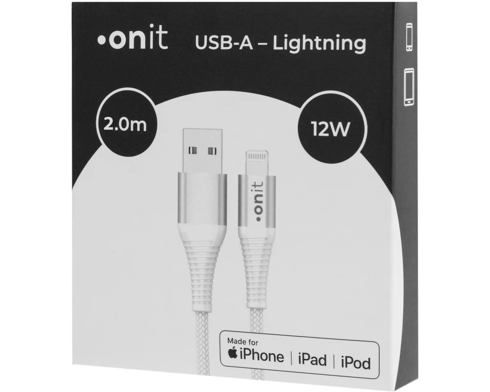 onit USB 2.0-Kabel MFi USB-A - Lightning 2 m, Weiss