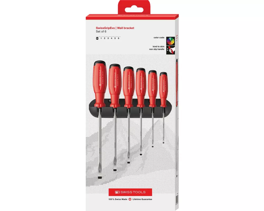 PB Swiss Tools Schraubenzieher-Set SwissGrip Evo PB 38240 Schlitz Rot
