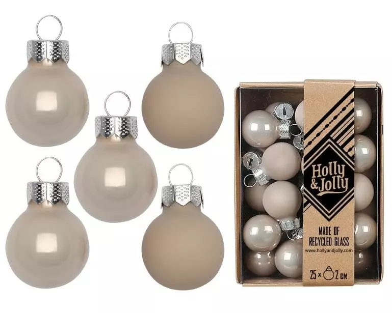Holly & Jolly Weihnachtskugel Fine Albaster Ø 2 cm, 25 Stück