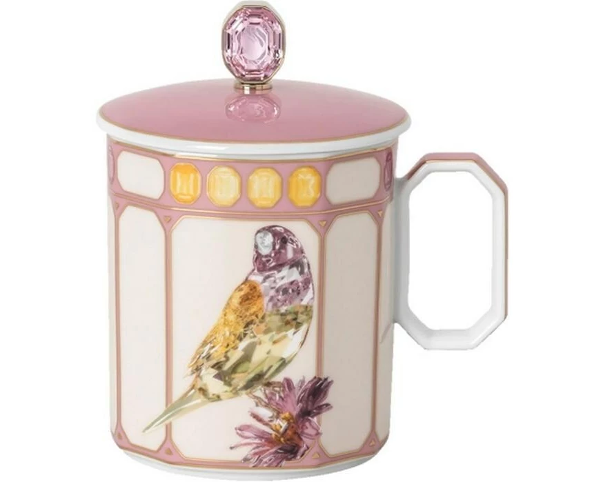 Rosenthal Kaffeebecher Finch mit Deckel 390 ml, 1 Stück, Rosa