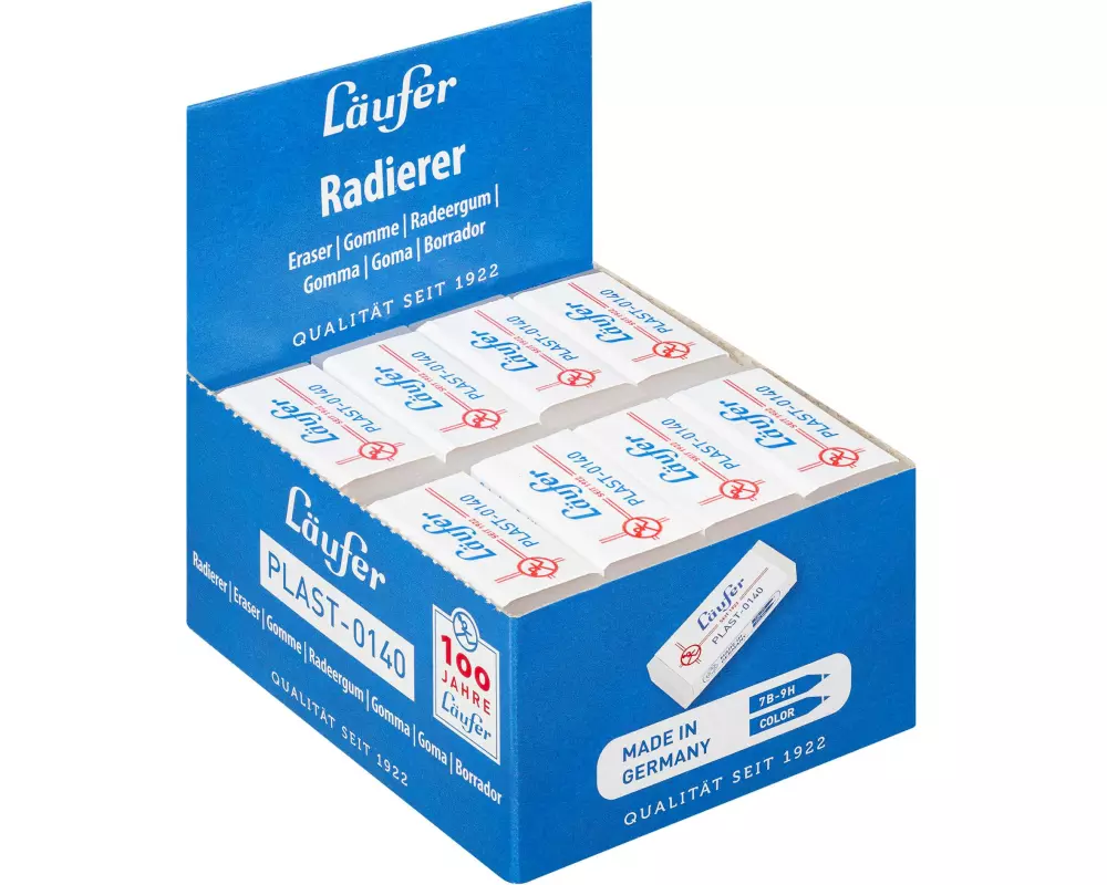 Läufer Radiergummi PLAST-0140 Weiss, 40 Stück
