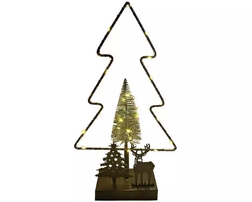 Dameco LED Deko Baum mit Hirsch, 35 cm