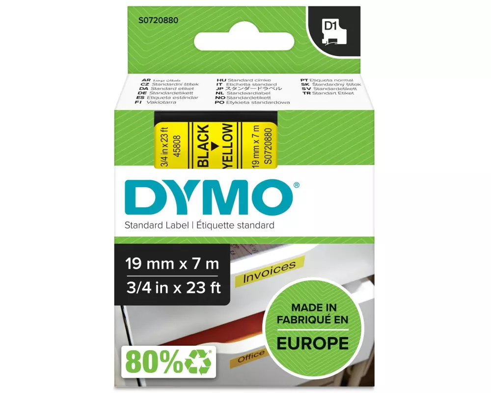 DYMO Beschriftungsband D1 Schwarz auf Gelb