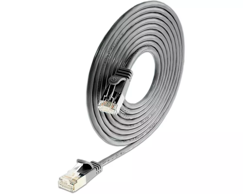 SLIM Slimpatchkabel RJ-45 - RJ-45, Cat 6, U/FTP, 7.5 m, Schwarz