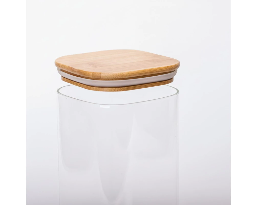 relaxdays Vorratsgläser 1.5 l, Transparent/Hellbraun